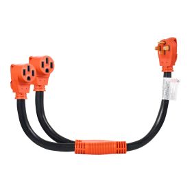 Y Splitter Adapter Cord, 50 Amp NEMA 14-50, 4 Prong 240V Splitter for RV and EV, NEMA 14-50P to Dual 14-50R Outlets with Grip Handle