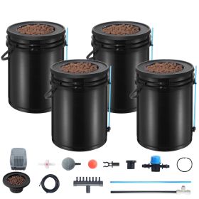 DWC Hydroponics Grow System, Hydroponic Growing System with Top Drip Kit, Deep Water Culture 5-Gallon 4 Buckets, with Air Pump