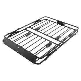Roof Rack Cargo Basket, 46 X 36 X 4 In, Heavy Duty Roof Top Carrier Basket With Folding Design, 200 Lbs Capacity, All-Weather Easy-Install Car To (Option: default)