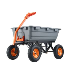 Garden Cart, Durable Poly Dump Cart with Simple Assembly Steel Structure, Versatile Dump Wagon with Dual-Function Handle (size: Poly-1500 lbs)